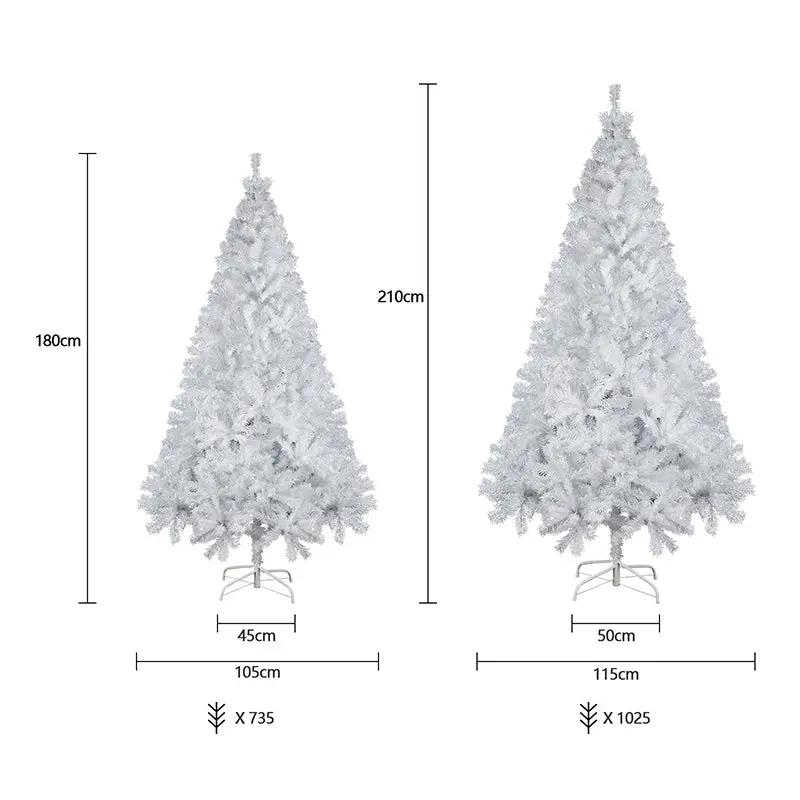 Salcar 180/210cm Künstlicher Weihnachtsbaum Weiß Christbaum mit Ständer, Nordmanntanne, 735/1025 PVC Nadeln Salcar