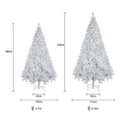 Salcar 180/210cm Künstlicher Weihnachtsbaum Weiß Christbaum mit Ständer, Nordmanntanne, 735/1025 PVC Nadeln Salcar