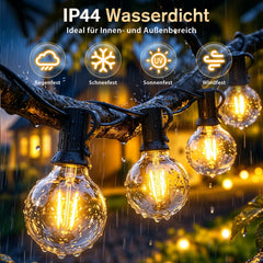 IP44 wetterfeste Solar Lichterkette für Garten, Terrasse und große Außenflächen