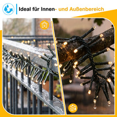 Wetterfeste Solar Cluster Lichterkette für Garten, Balkon und Terrasse bei Regen und Schnee