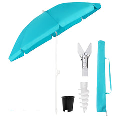 Sekey 180 cm Strandschirm mit Schutzhülle und Bodenhülse, Sonnenschutz UV50+
