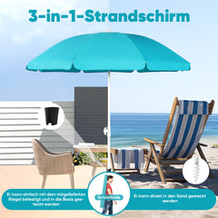 Sekey 180 cm Strandschirm mit Schutzhülle und Bodenhülse, Sonnenschutz UV50+