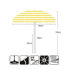 Sekey round parasol Ø160 cm – with carrying bag &amp; ground sleeve, for balcony &amp; beach