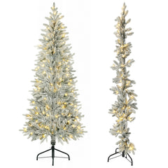 Salcar Halb-Weihnachtsbaum mit LED & Schnee 180/210 cm – Künstlicher Christbaum aus 100 % PE
