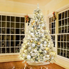 Salcar 180cm Künstlicher Weihnachtsbaum mit Schnee und Licht, mit 250 LED und 828 PVC Spitzen Salcar