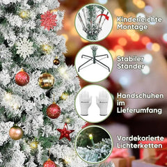 Salcar 180cm Künstlicher Weihnachtsbaum mit Schnee und Licht, mit 250 LED und 828 PVC Spitzen Salcar