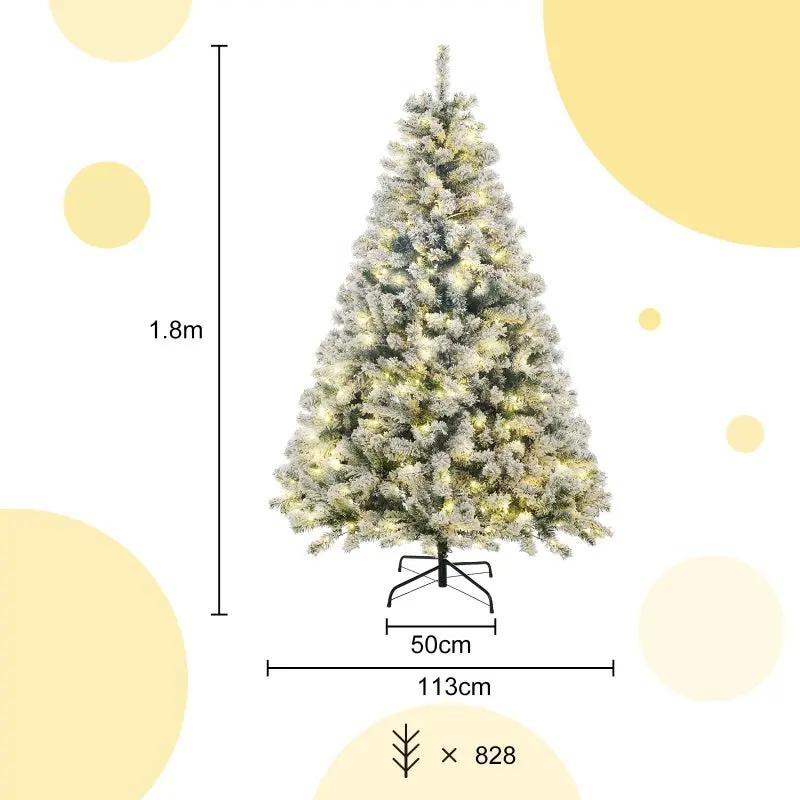 Salcar 180cm Künstlicher Weihnachtsbaum mit Schnee und Licht, mit 250 LED und 828 PVC Spitzen Salcar
