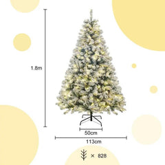Salcar 180cm Künstlicher Weihnachtsbaum mit Schnee und Licht, mit 250 LED und 828 PVC Spitzen Salcar