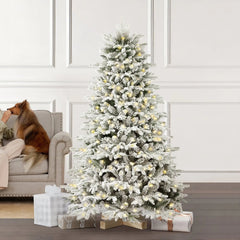 Salcar 180 Künstlicher Weihnachtsbaum mit Schnee,  Holzständer, mit 908 Spitzen aus PVC und PE Salcar