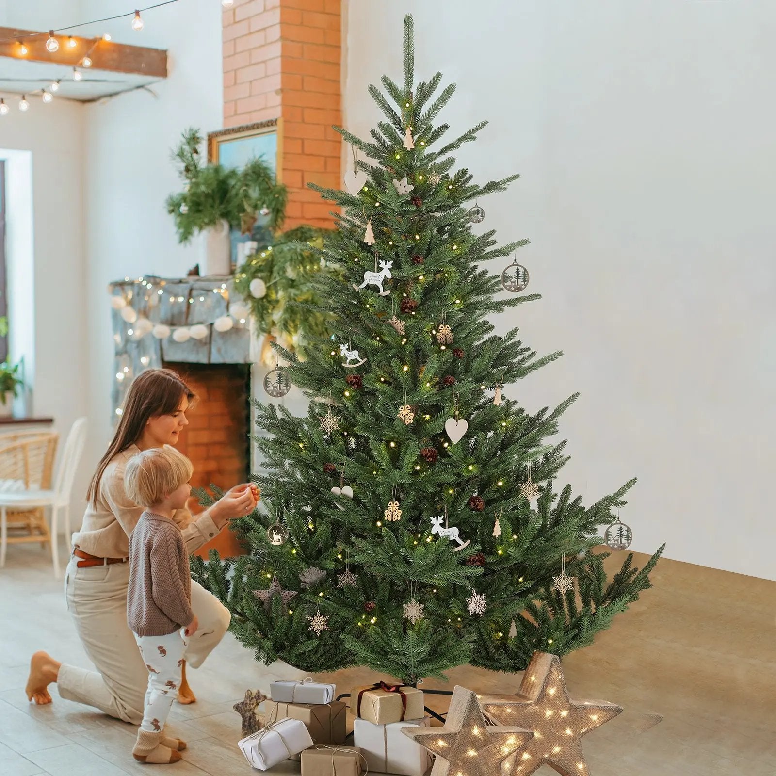 Salcar 180/210cmKünstlicher Weihnachtsbaum, Edeltanne, mit 1204/1609 PE-Zweigen und 398/658 PVC-Zweigen Salcar