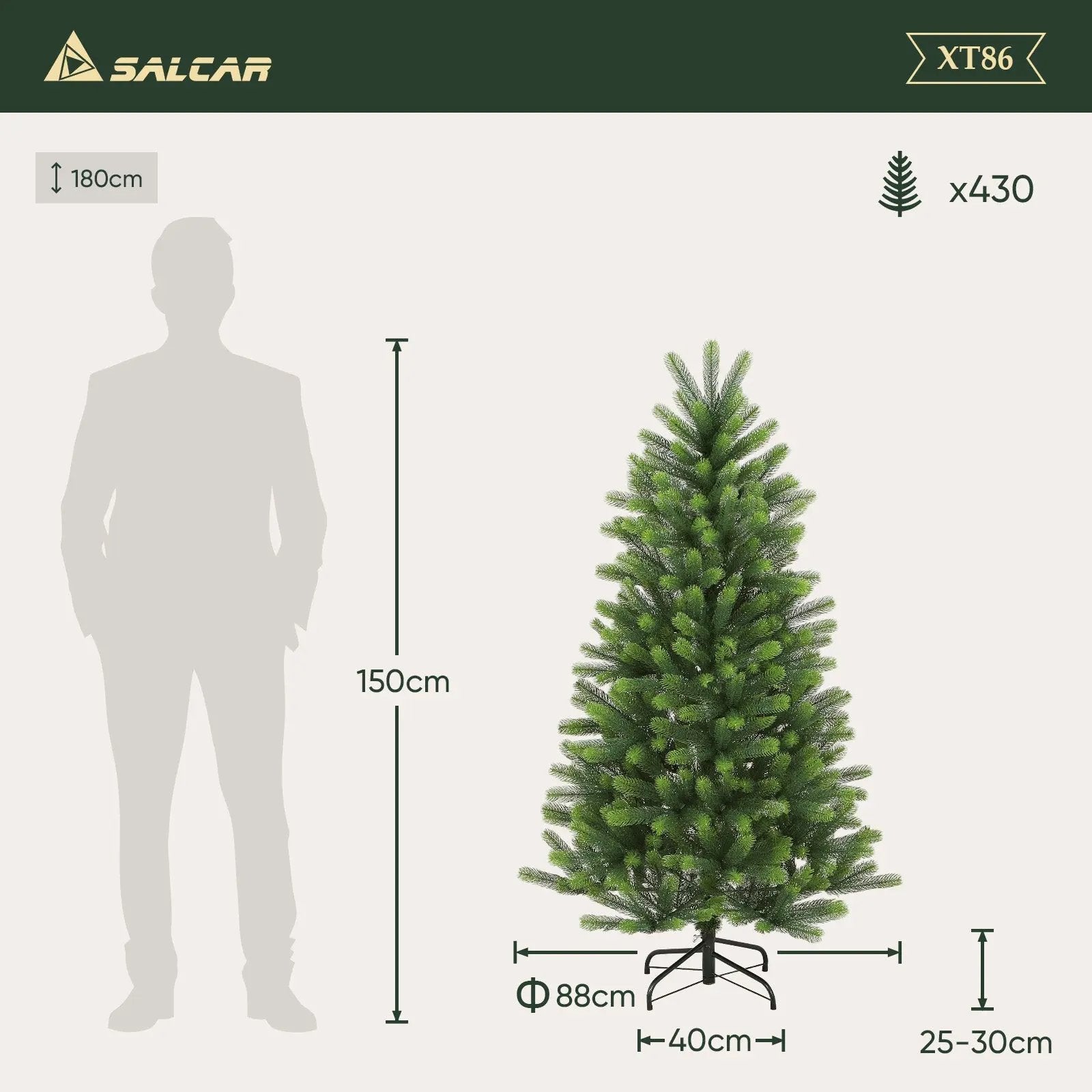 Salcar 180/210/240cm Künstlicher Weihnachtsbaum, Nordmanntanne, mit 762/1080/1576 PE Spitzen Salcar