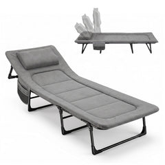 Sekey Faltbett klappbar mit Matratze & Kissen 193x70 cm – verstellbares Campingbett mit 6-fach Rückenlehne, bis 150 kg belastbar, Gästebett für Camping, Garten & Zuhause