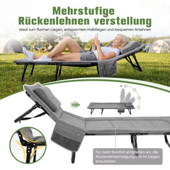 Sekey Faltbett klappbar mit Matratze & Kissen 193x70 cm – verstellbares Campingbett mit 6-fach Rückenlehne, bis 150 kg belastbar, Gästebett für Camping, Garten & Zuhause