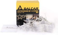 Salcar 2 x 1 m LED Lichtervorhang mit 12 Sternen, 138 LEDs, 31V GS-zertifizierte Stromversorgung Salcar