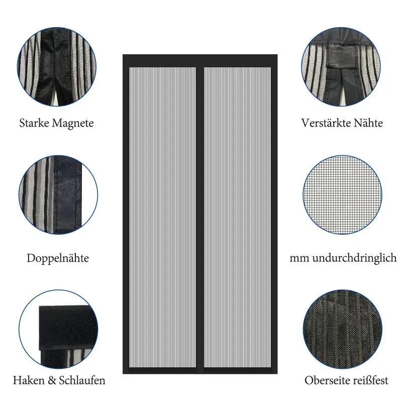 Sekey Kratzfest Magnet Fliegengitter Tür aus Polyester, Schwarz Sekey