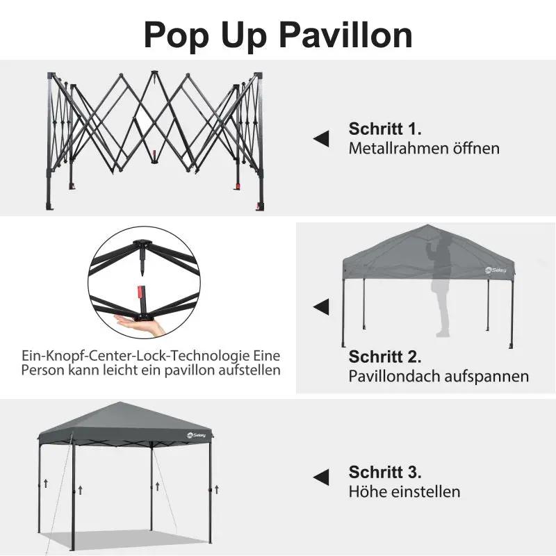 Sekey 300 x 300 cm Faltpavillon mit 4 Sandsäcken und Tragetasche Sekey