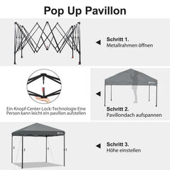 Sekey 300 x 300 cm Faltpavillon mit 4 Sandsäcken und Tragetasche Sekey