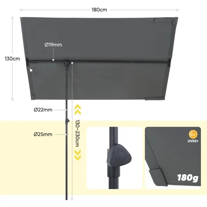 Sekey 180 x 130 cm Balkonschirm Rechteckig, Individuell Verstellbar, Sonnenschutz UV50+ Sekey