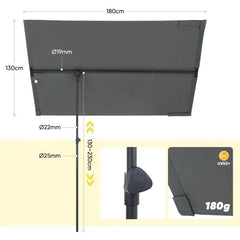 Sekey 180 x 130 cm Balkonschirm Rechteckig, Individuell Verstellbar, Sonnenschutz UV50+ Sekey