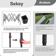Sekey 300 x 300 cm Faltpavillon mit 4 Sandsäcken und Tragetasche Sekey