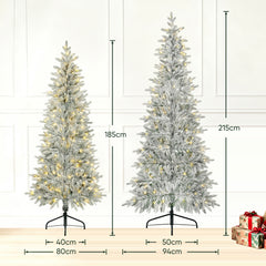 Salcar Halb-Weihnachtsbaum mit LED & Schnee 180/210 cm – Künstlicher Christbaum aus 100 % PE