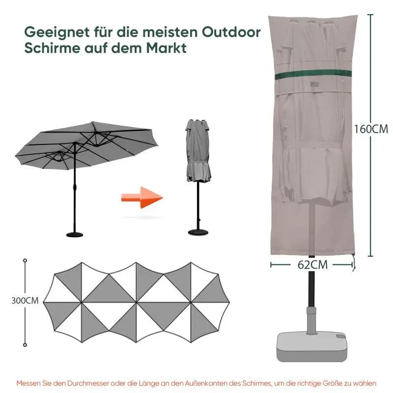 Sekey 160 x 62 cm Schutzhülle für Doppelsonnenschirm, aus Polyester-Gewebe Sekey