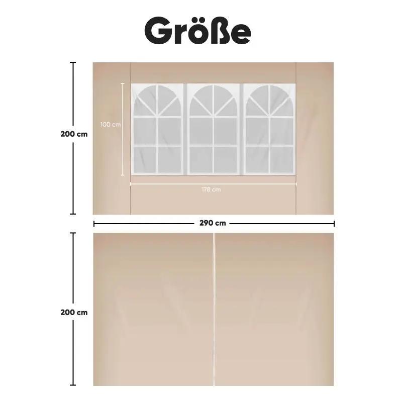 Sekey 3×3m Seitenwand für Pavillon, 2er Set, mit Reißverschlussv und Fenster Sekey