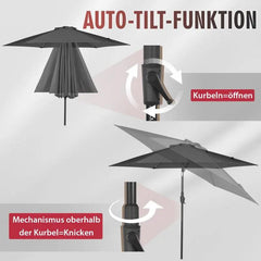 Sekey 270cm Sonnenschirm mit Kurbel, Knickbar im Sitzen, Sonnenschutz UV50+ Sekey