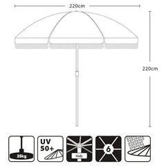 Sekey 220 cm Holz Sonnenschirm mit Fransen, Sonnenschutz UV50+ Sekey