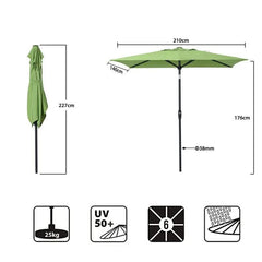 Sekey 210 x 140 cm Alu Sonnenschirm mit Kurbel, Sonnenschutz UV50+ Sekey