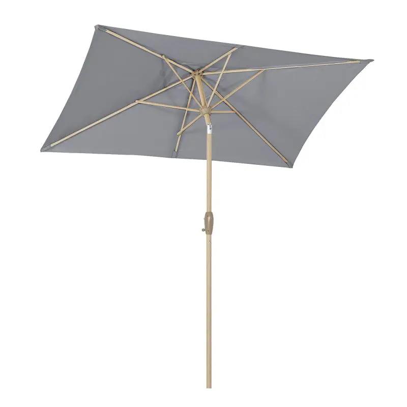 Sekey 210 x 140 cm Alu Sonnenschirm mit Kurbel, Sonnenschutz UV50+, aus Holz-Metall Sekey