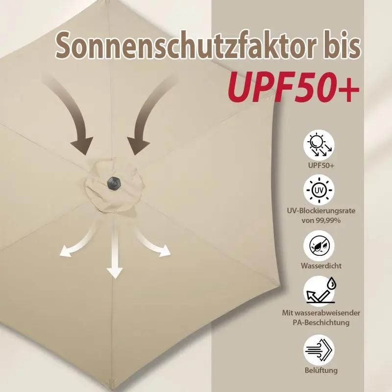 Sekey 220 cm Sonnenschirm mit Kurbel und Auto Kippen, Sonnenschutz UV50+ Sekey