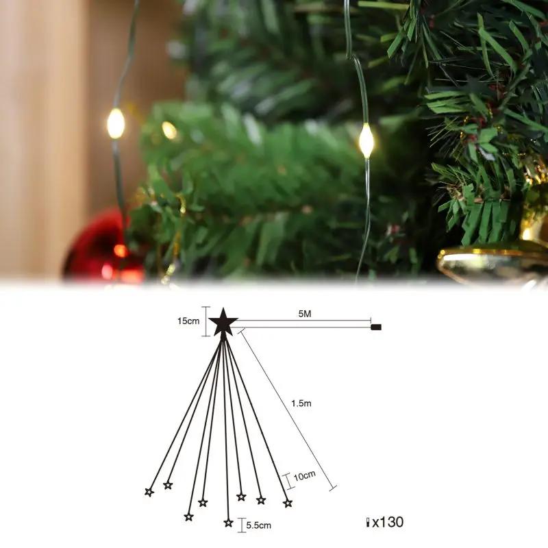 Salcar 2 m LED Lichterkette für Weihnachtsbaum, mit 10 Strängen, 200 LEDs, mit Fernbedienung, USB-betrieben Salcar