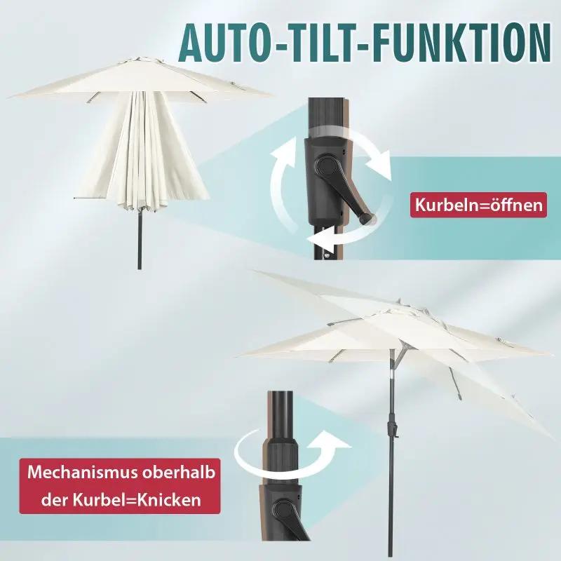 Sekey 270cm Sonnenschirm mit Kurbel, Knickbar im Sitzen, Sonnenschutz UV50+ Sekey
