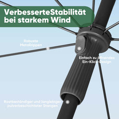 Sekey 180 cm Strandschirm mit Schutzhülle und Bodenhülse, Sonnenschutz UV50+