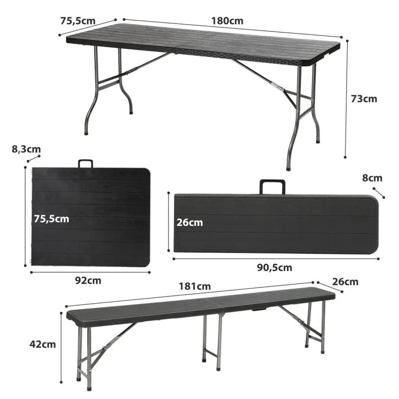 Sekey 3-teilig 180 cm Biertischgarnitur Set, 2 Bierbänke und Biertisch Sekey