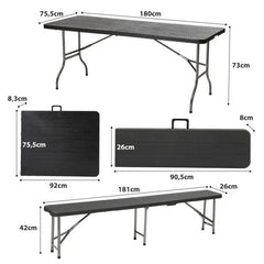 Sekey 3-teilig 180 cm Biertischgarnitur Set, 2 Bierbänke und Biertisch Sekey