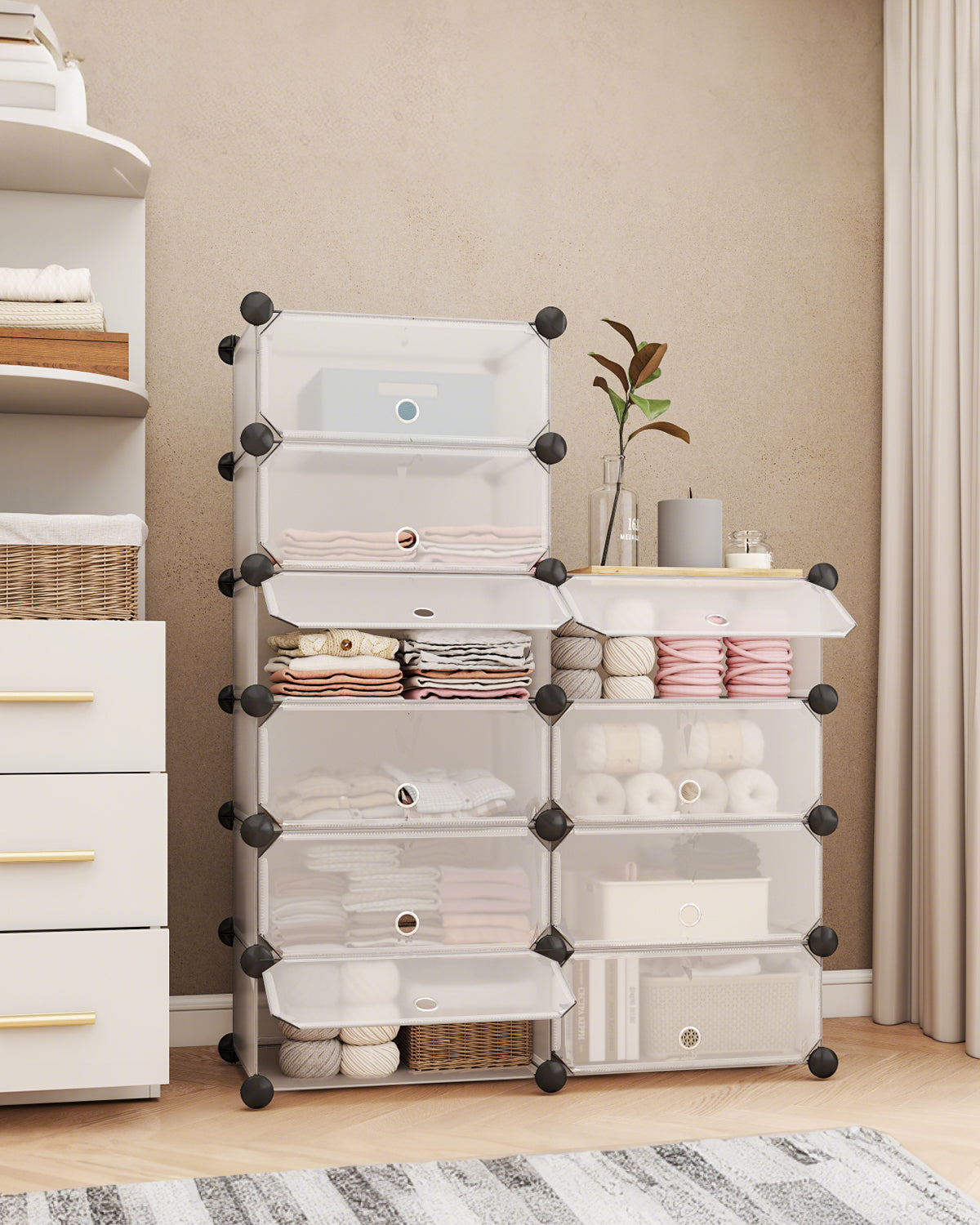 Sekey Schuhschrank mit 10 Fächern – Modularer Schuhorganizer für bis zu 20 Paar Schuhe, stabil & platzsparend, inkl. Hammer & Kippschutz Sekey