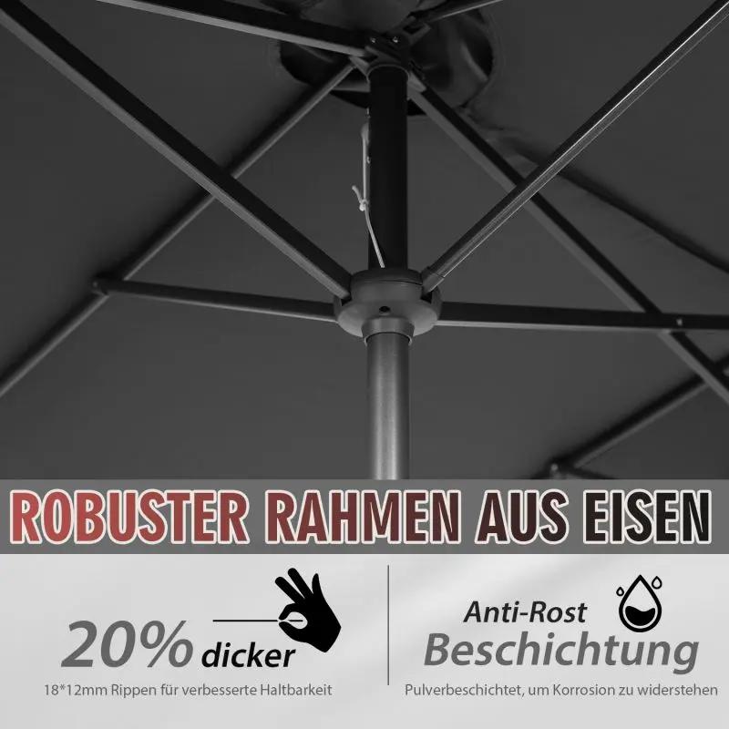 Sekey 220 × 400 cm Doppelsonnenschirm mit Kurbel, UV50+ Sekey