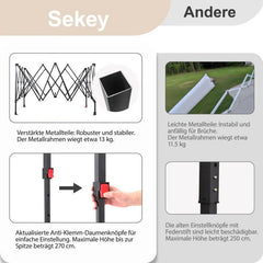 Sekey 300 x 300 cm Faltpavillon mit 4 Sandsäcken und Tragetasche Sekey