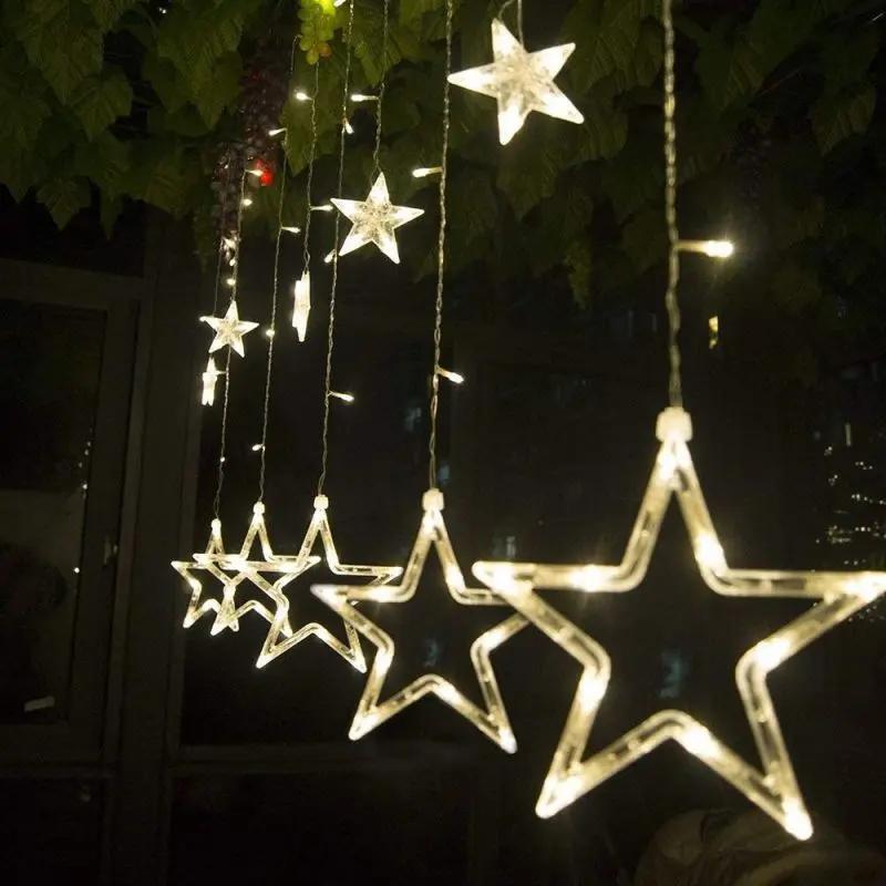 Salcar 2 x 1 m LED Lichtervorhang mit 12 Sternen, 138 LEDs, 31V GS-zertifizierte Stromversorgung Salcar