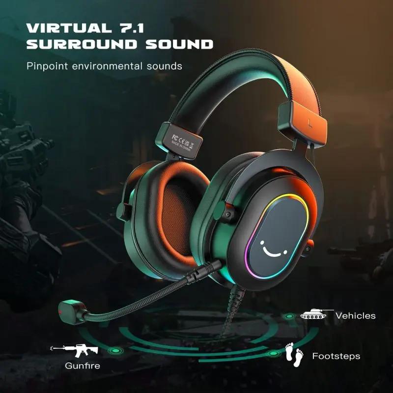 Fifine USB Gaming Headset mit Mikrofon, 3 EQ-Modi und 50mm Treiber Sekey
