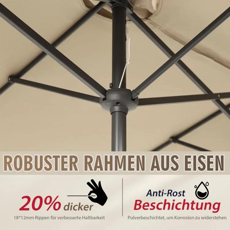 Sekey 220 × 400 cm Doppelsonnenschirm mit Kurbel, UV50+ Sekey