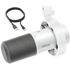 FIFINE K668 USB/XLR Dynamic Microphone with Mute Button and Shock Mount, Headphone Jack