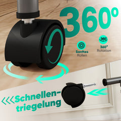 Sekey Rollwagen mit 4 Ebenen – Küchenwagen & Nischenregal auf Rollen, Stahl mit rostfester Lackierung & MDF-Oberplatte, 360°-Räder mit Griff, werkzeugloser Aufbau, platzsparender Aufbewahrungswagen für Küche, Bad & kleine Räume – Dunkelgrau Sekey