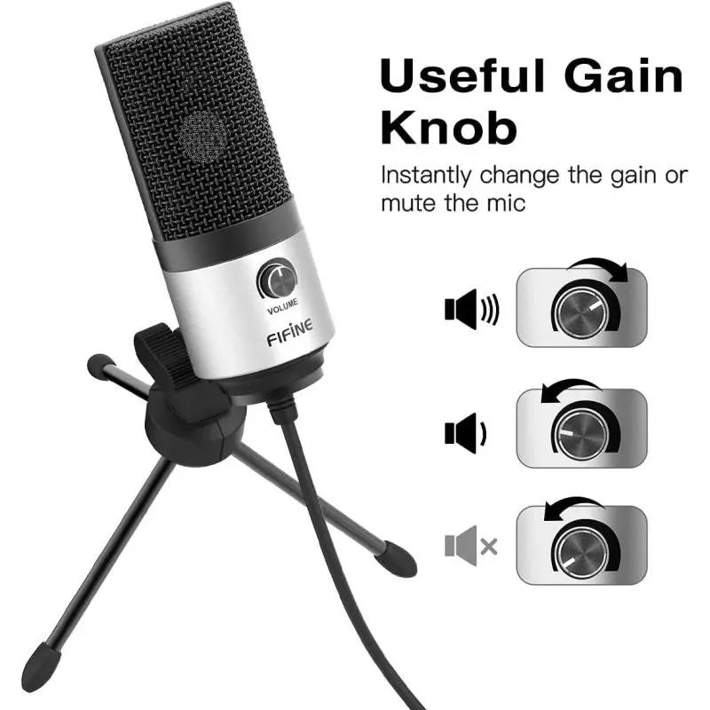 Fifine USB Kondensator Mikrofon mit Ständer, K669B Sekey