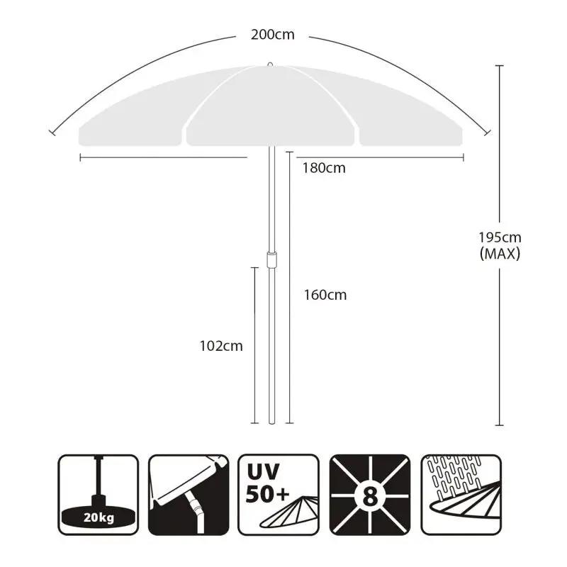 Sekey 200 cm Sonnenschirm mit Schutzhülle, Sonnenschutz UV50+ Sekey