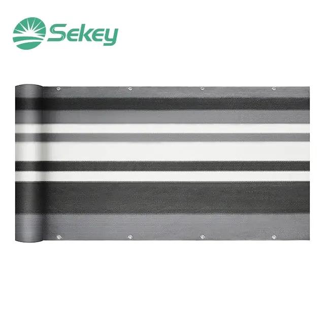 Sekey Balkon Sichtschutz aus 220 g/m² HDPE, Grau-weiß-schwarz gestreif Sekey