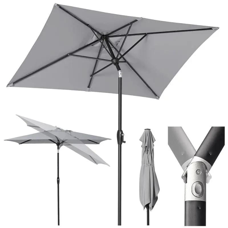 Sekey 210 x 140 cm Alu Sonnenschirm mit Kurbel, Sonnenschutz UV50+ Sekey