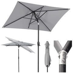 Sekey 210 x 140 cm Alu Sonnenschirm mit Kurbel, Sonnenschutz UV50+ Sekey